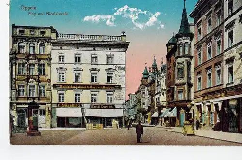 AK Opole, Oppeln, Oberschlesien, Ring, Nicolaistrasse, 1917 beschriftet, ungelaufen