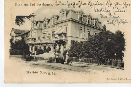 AK Bad Oeynhausen, Villa Geist, 1901 gelaufen ohne Marke