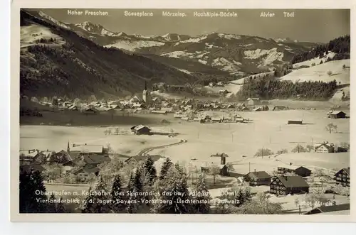 AK Oberstaufen, Kalzhofen, Skiparadies, Vierländerblick, Allgäu, 1943 (?) ungelaufen