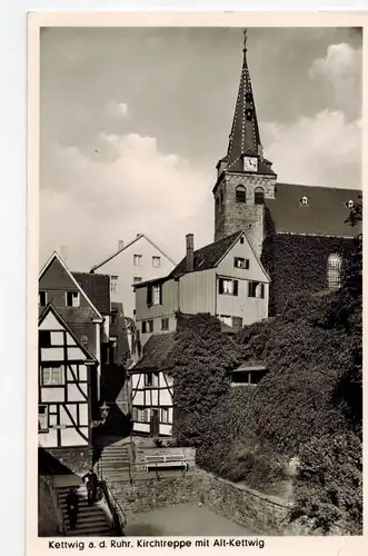 AK Essen, Kettwig, Ruhr, Kirchtreppe, Alt-Kettwig, 1953 gelaufen mit Marken 