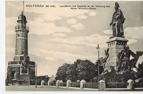 AK Kiel, Holtenau, Leuchtturm, Denkmal, Kaiser-Wilhelm-Kanal, 1910er Jahre, ungelaufen