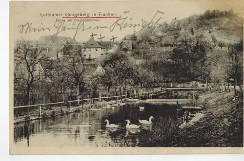 AK Königsberg, Bayern, Franken, Luftkurort, Bleichdammsee, 1916 gelaufen ohne Marke, Feldpost