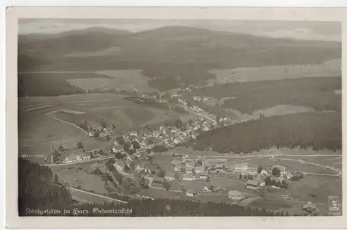 AK Oberharz, Brocken, Königshütte, Elbingerode, Harz, Luftaufnahme, 1943 gelaufen mit Marke