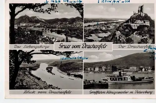 AK Königswinter, Rhein, Drachenfels, Siebengebirge, Petersberg, Ansichten, 1950 gelaufen mit Marke