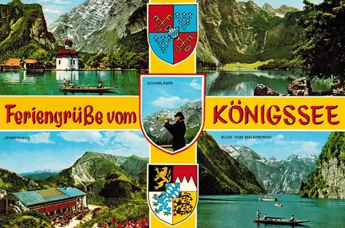 AK Schönau, Königssee, St. Bartholomä, Obersee, Jennerhaus, Malerwinkel, Ansichten, 1981 gelaufen mit Marke 