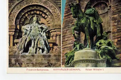 AK Kyffhäuserland, Steinthaleben, Kyffhäuserdenkmal, Kyffhäuser, Reichskriegerbund, color, 1930er Jahre, ungelaufen 