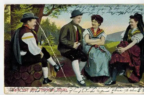 AK Thüringer Wald, Trachten, 1914 gelaufen mit Marke