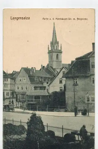 AK Bad Langensalza, Mühlhäuser Str., Bergkirche, 1917 gelaufen mit Marke