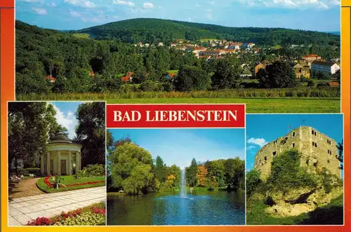 AK Bad Liebenstein, Burgruine, Brunnentempel, Elisabethpark, Ansichten, 2000 gelaufen mit Sondermarke