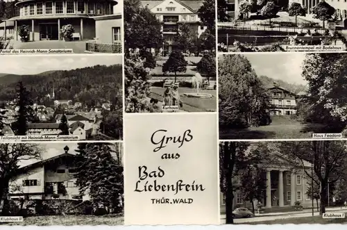 AK Bad Liebenstein, Thüringer Wald, Quelle, Quelltempel, Heinrich-Mann-Sanatorium, Brunnentempel, 1960 gelaufen mit Marke