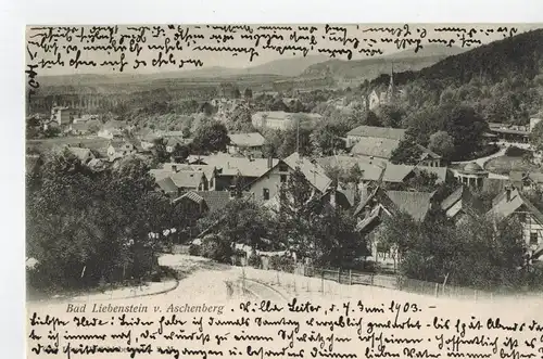 AK Bad Liebenstein, Thüringer Wald, Ansicht von Aschenberg, 1903 gelaufen mit Marke 