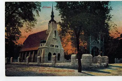 AK Lützen, Burgenslandkreis, Gustav-Adolfs-Denkmal, Kapelle, color, ca. 1910er Jahre, ungelaufen