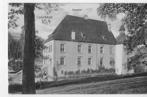 AK Lüdenscheid, Schloß Neuenhof, 1915 gelaufen, ohne Marke, Feldpost, mit Lazarettstempel 
