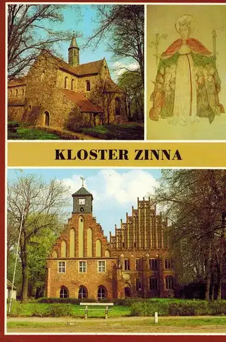 AK Jüterbog, Kloster Zinna, Zisterzienserabtei, Klosterkirche, Schutzmantelmadonna, 1983 gelaufen mit Sondermarken 