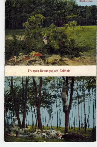AK Zeithain, Sachsen, Truppenübungsplatz, Horchposten, color, 1917 gelaufen, ohne Marke (Feldpost)