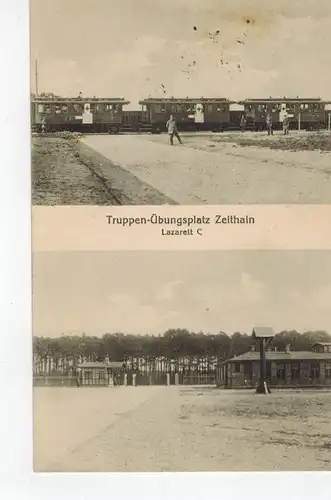 AK Zeithain, Sachsen, Truppenübungsplatz, Lazarett C, 1917 gelaufen, ohne Marke (Feldpost) 
