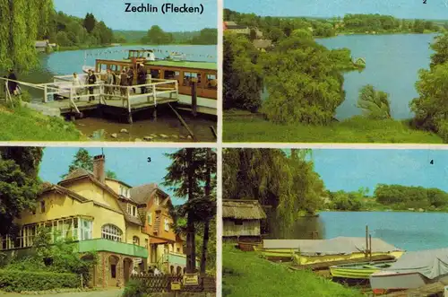 AK Rheinsberg, Flecken Zechlin, Schwarzer See, Dampferanlegestelle, Erholungsheim Elsenhöhe, 1969 gelaufen mit Marke