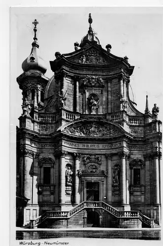 AK Würzburg, Neumünster, Kollegiatstift, 1938 gelaufen mit Marke + Sonderstempel 