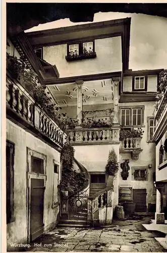 AK Würzburg, Zum Stachel, Hof, Weinstube,Gressengasse, 1953 gelaufen mit Marken+ Sonderstempel 