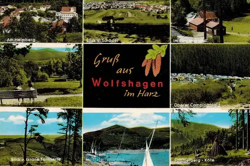 AK Langelsheim, Wolfshagen, Luftkurort, Am Heimberg, Schäder, Im Tannengrund, Campingplatz, Sommerberg - Köte, Grane-Talsperre, Kurpark, Innerste Talsperre, Ansichten, ca. 1980er Jahre, ungelaufen