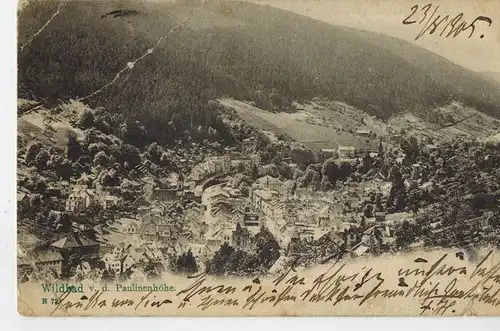 AK Bad Wildbad, Schwarzwald, Paulinenhöhe, 1905 gelaufen ohne Marke