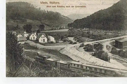 AK Walkenried, Wieda, Südharz, Harz, Knicking, Untermühle, 1910 gelaufen mit Marke 