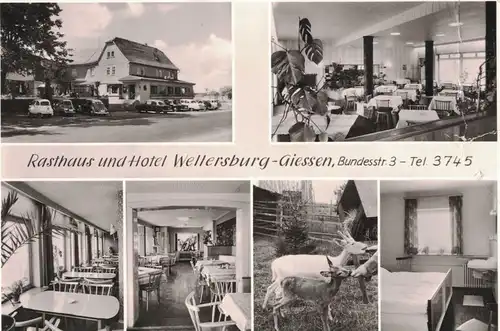 AK Gießen, Wieseck, Wellersburg, Rasthaus und Hotel, B3, 1963 gelaufen mit Marke