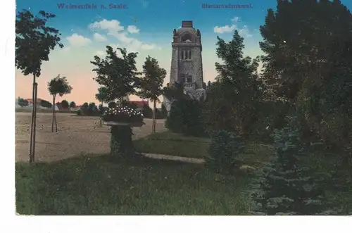 AK Weißenfels, Bismarckdenkmal, 1915 gelaufen ohne Marke, Feldpost 