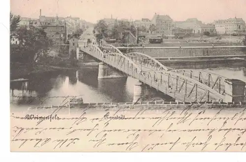 AK Weißenfels, Neustadt, Saalebrücke, 1904 gelaufen mit Marke 