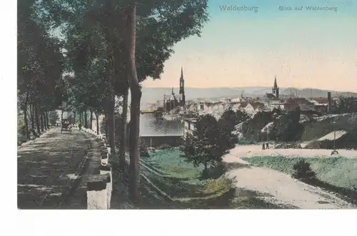AK Wałbrzych, Waldenburg, Schlesien, Niederschlesien, dolnośląskie, Blick auf die Stadt, 1908 Jahre gelaufen mit Marke 