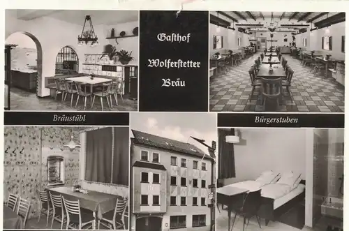 AK Vilshofen, Stadtplatz 7, Gasthof, Wolferstetter Bräu, 1950-60er Jahre gelaufen mit Marke