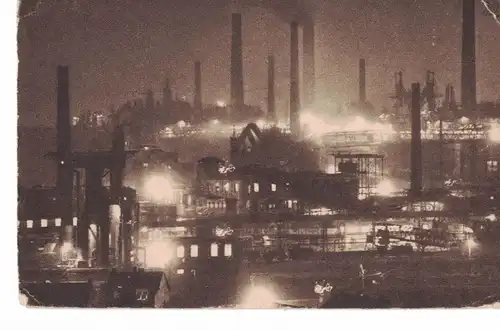 AK Völklingen, Eisenwerke, bei Nacht, Saar-Hilfwerk, ca. 1930-50er Jahre ungelaufen 