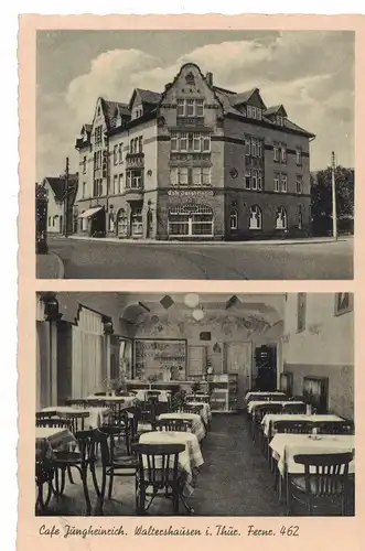 AK Waltershausen, Thüringen, Café Jungheinrich, Bahnhofstr., 1955 gelaufen mit Marke + Sonderstempel