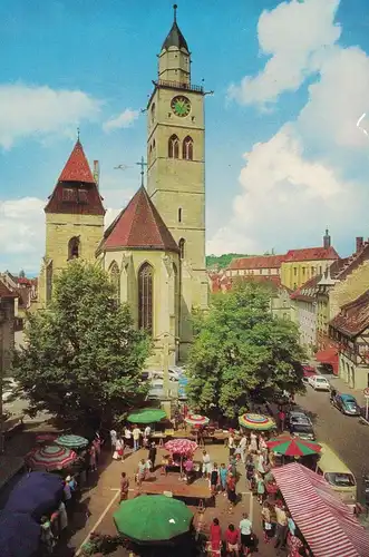 AK Überlingen, Bodensee, St. Nikolaus, Münster, Münsterplatz, 1978 gelaufen mit Marke