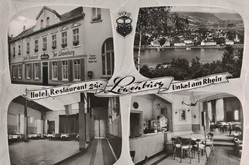 AK Unkel, Rhein, Hotel, Löwenburg, 1961 gelaufen mit Marke