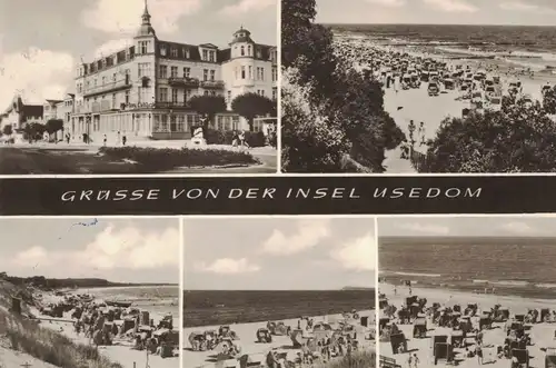 AK Usedom, Wolgast, Ansichten, 1968 gelaufen mit Marke + Sonderstempel \"Ostseewoche\"