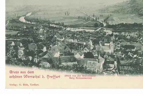 AK Treffurt, Wartburgkreis, Ansicht, Werratal, Burg Normannstein, ca. 1910er Jahre, ungelaufen