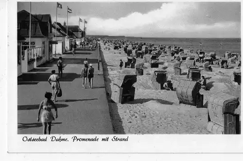 AK Dahme, Ostseeheilbad, Ostseebad, Strand, Promenade, 1956 gelaufen mit Marke + Sonderstempel