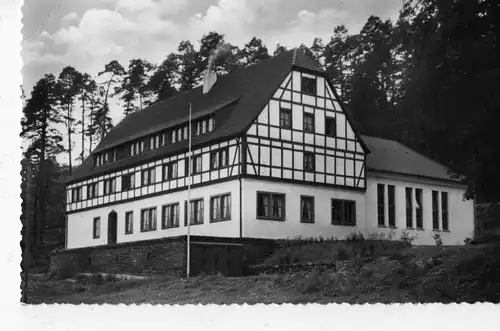 AK Dahn, Jugendhaus, St. Michael, Kreis Pirmasens, 1957 gelaufen mit Marke