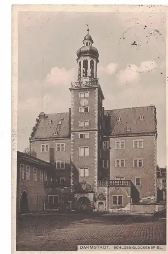 AK Darmstadt, Schloß, Glockenspiel, 1913 gelaufen mit Marke