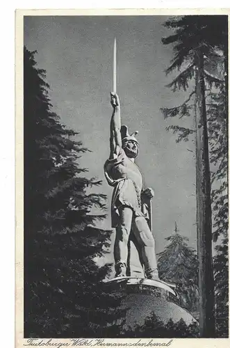 AK Detmold, Hiddesen, Grotenburg, Herrmansdenkmal, Teutoburger Wald, 1938 gelaufen mit Marke