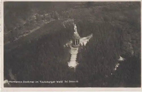 AK Detmold, Hiddesen, Grotenburg, Herrmansdenkmal, Teutoburger Wald, 1929 gelaufen mit Marke