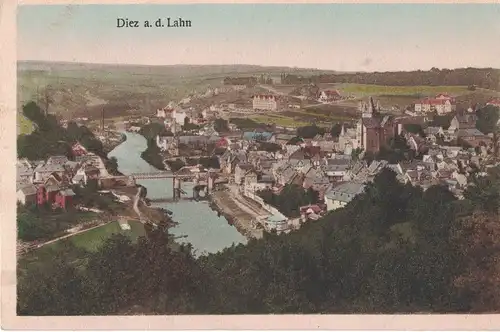 AK Diez, Lahn, Lahnbrücke, Ansicht, 1925 gelaufen ohne Marke