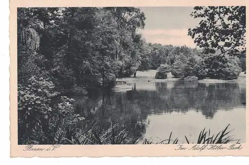 [Lithographie] AK Plauen, Vogtland, Adolf-Hitler-Park, 1941 gelaufen mit Marke und Sonderstempel. 