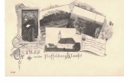 [Künstlerpostkarte Unikat gemalt/gezeichnet] AK Bad Staffelstein, Staffelbergklause, Staffelberg, Bruder Antonius, ca. 1897-1913 beschriftet ohne Marke. 