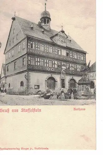 [Echtfotokarte schwarz/weiß] AK Bad Staffelstein, Staffelstein, Rathaus, ca. 1900-1918 unbeschriftet, ungelaufen. 