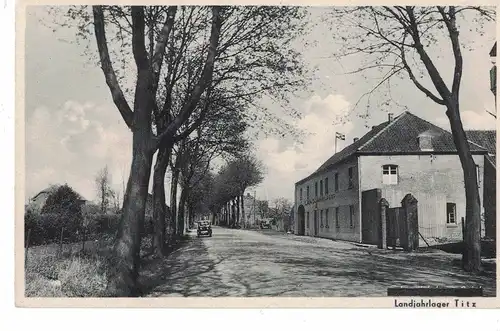 [Echtfotokarte schwarz/weiß] AK Titz, Landjahrlager, ca. 1933-40, beschriftet, gelaufen mit Marke + Sonderstempel. 