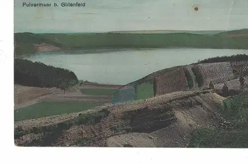 [Hand-Kolloriert] AK Daun, Gillenfeld, Vulkaneifel, Pulvermaar, 1918, beschriftet, gelaufen ohne Marke, Feldpost. 