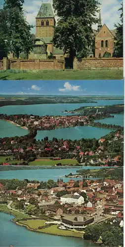 [Hand-Koloriert] AK Ratzeburg, Inselstadt, Dom, Schwimmhalle, Jugendherberge, Luftbilder, ca. 1970er Jahre, beschriftet, mit und ohne Marke. 