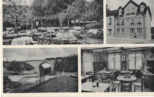 [Echtfotokarte schwarz/weiß] AK Unstruttal, Reiser, Gasthaus, Pension, Zum Reiserschen Tal, bei Mülhausen, Thürigen, Ausflugsort, Fremdenzimmer, Forellenstation, Flachstal, ca. 1930-1940er Jahre, unbeschriftet, ungelaufen. 